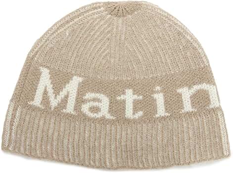 Matin kim ベージュ ニット帽 ロゴ入り