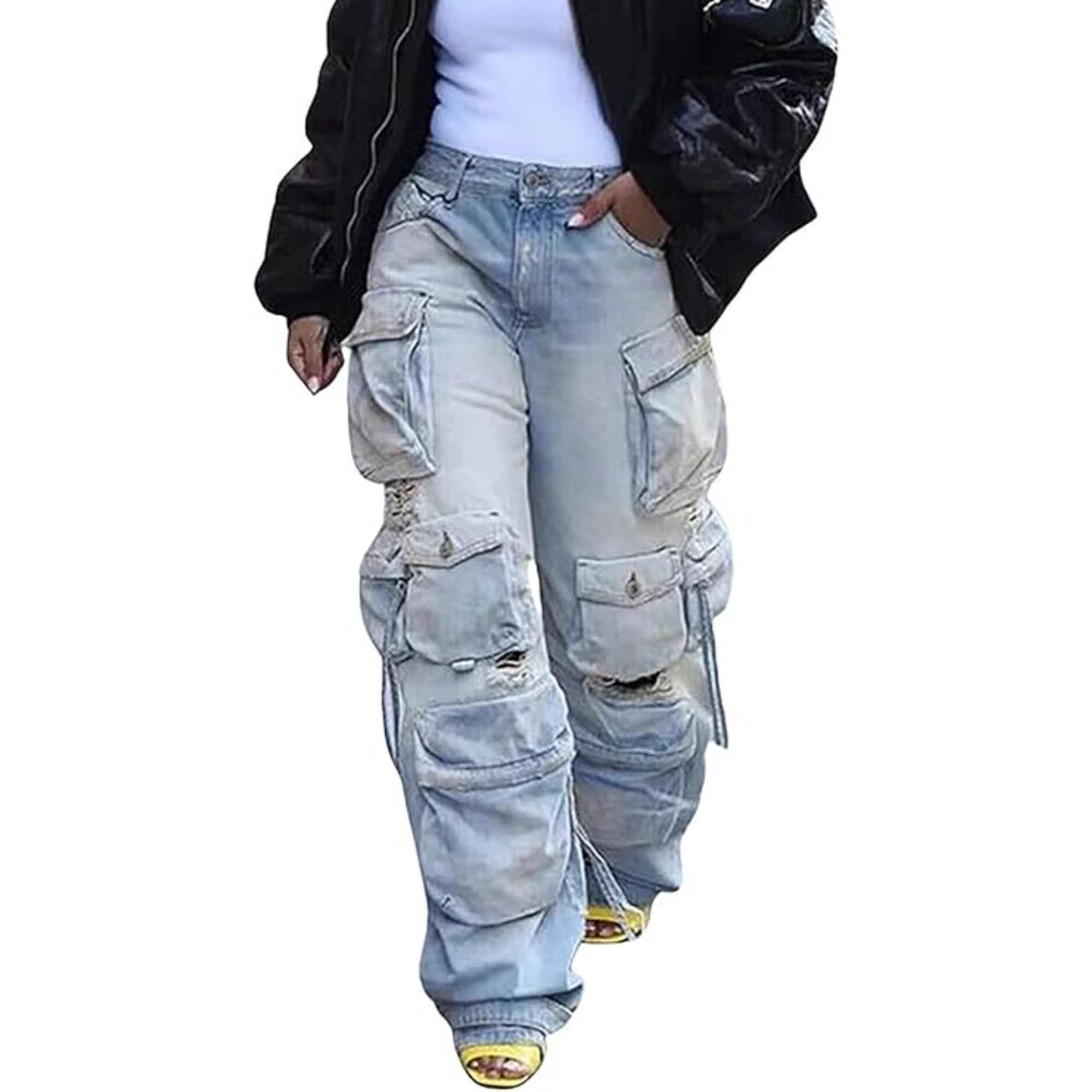 Jeans cargo taille haute confortable pour affirmer son style - 6