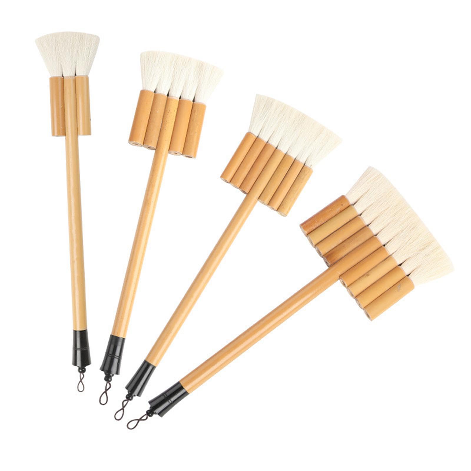Künstler-Aquarellpinsel, Ziegenhaar, flach, Holzgriff, 3er Set