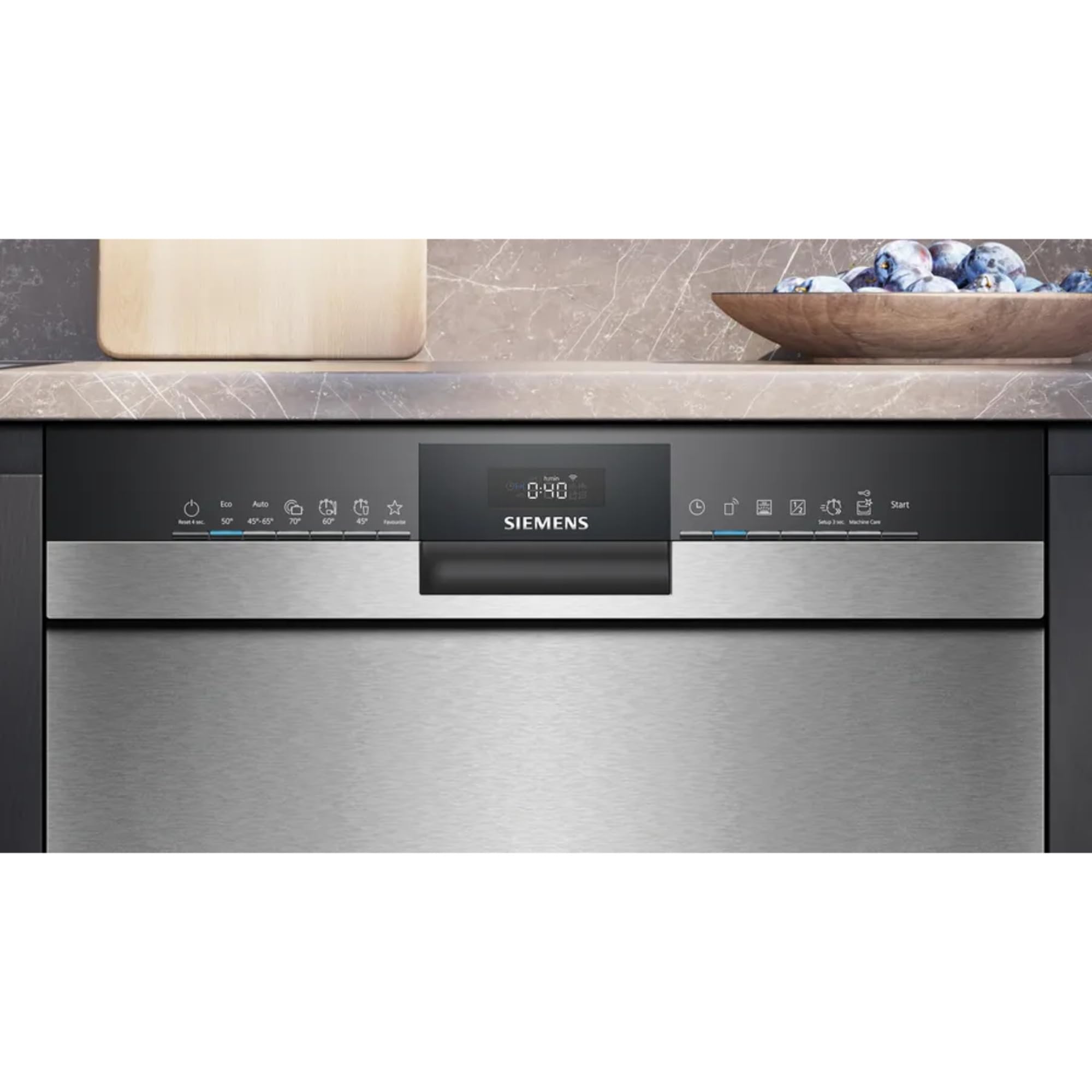 Siemens SN43ES22CE iQ300, lavastoviglie Smarter sottopiano 60 cm, Made in Germany, cassetto portaposate, varioSpeed Plus, cestelli flessibili, autoOpen dry – asciugatura efficiente, pulsante