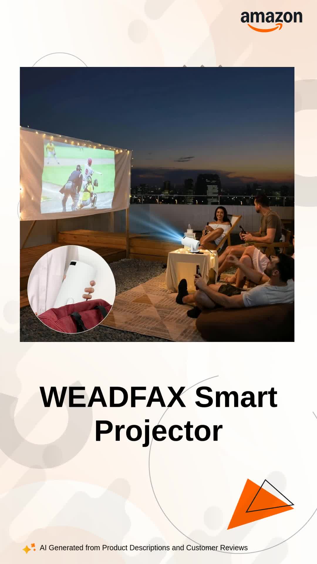 Smart Projector with Android 11 HD Projector 1080P 4K WiFi6 BT