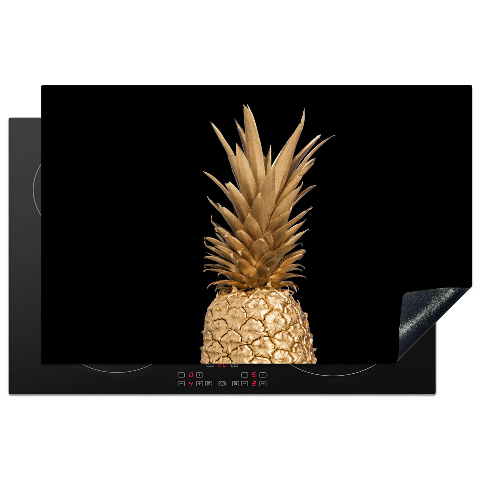 KitchenYeah© Induction Hob Protector Mat 20.5"x31.9" / 81.2x52 cm Cooker Top Protectors Cover Ceramic Covers Electric Hobs Vinyl Pineapple - Gold - Paint - Black - Fruit - Luxury — image 1