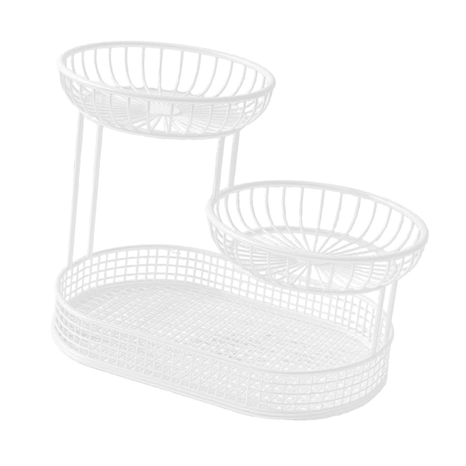 YIXANNX Metal Wire Storage Basket For Vegetables Fruits Organize Produce Stylishly While Ensuring Easy Accessibility Vegetable Bread Holder Stand For Kitchen, white, 26x32cm