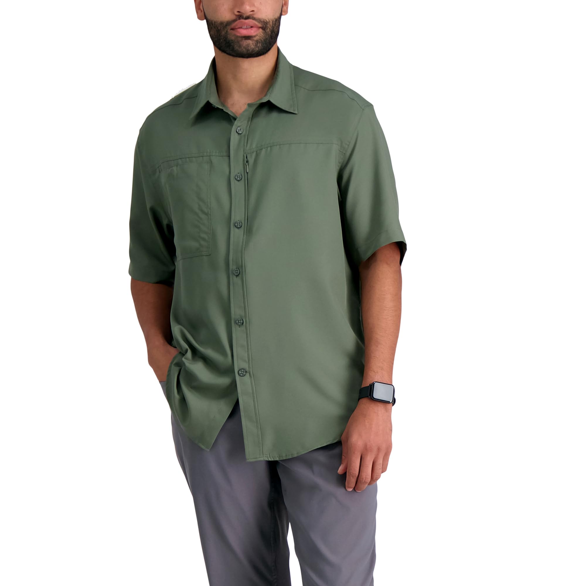 Haggar Mens Short Sleeve Stretch Fashion Print Shirt