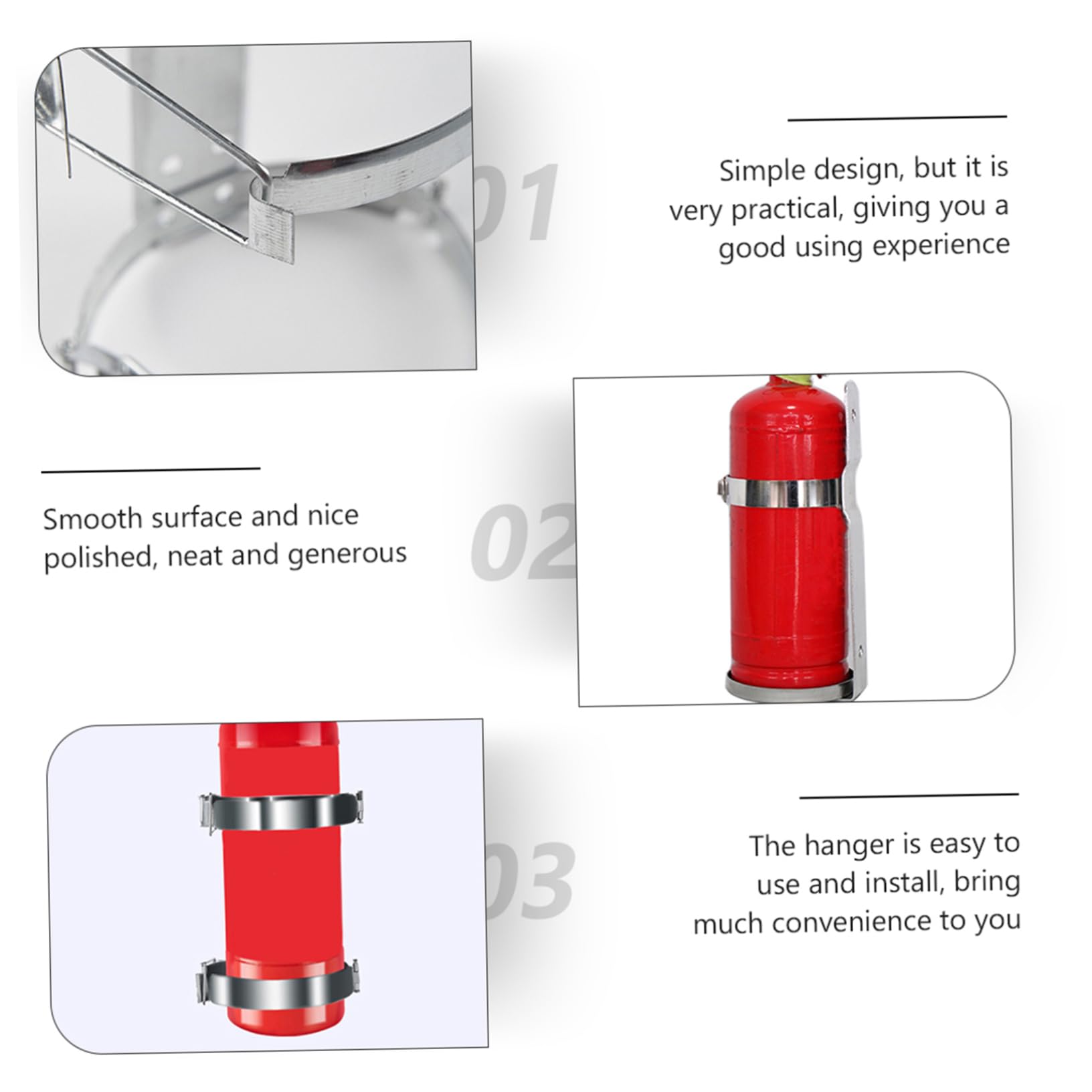 Mikikit 4 Piezas Soporte de Montaje de Extintor de Incendios de Hierro Rack de Pared Galvanizado Resistente la Corrosión para Uso Hogar Oficina y Cocina Soporte Práctico y Seguro para