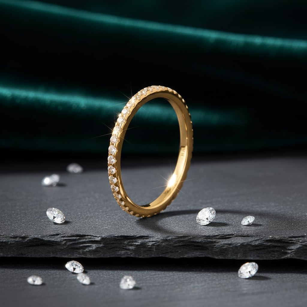 GEMHUB EGL Certified CVD Diamond Eternity Band 0.50 Ct Solid 14K White Yellow Rose Gold VS1 G-H Color Stackable Rings for Women