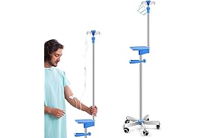 Thyle IV Pole with Wheels Tray Stand: Portable 4 Hooks 5 Wheels...