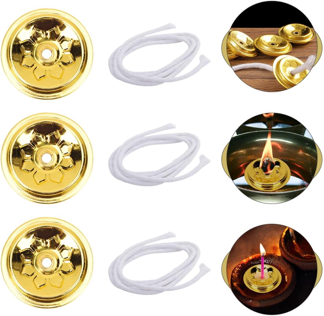 Garneck Oil Lamp Floating Wick Holder and Alloy Floating Ball Wicks 20Cm 10pcs Replacement for Kerosene and Alcohol Lamps Indoor Home Décor Accessories