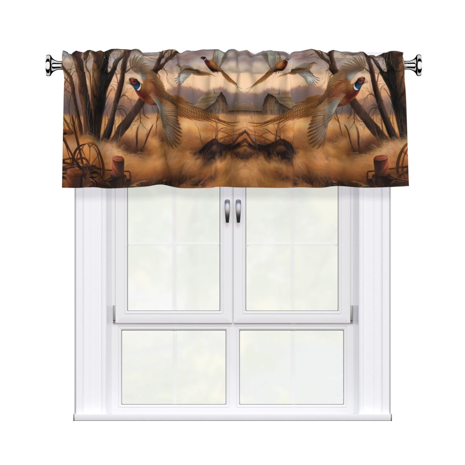 WHJSSF pheasant hunting Prints Housewarming Gift – Peach Skin Window Valance 54x18 for a Cozy Kitchen Refresh