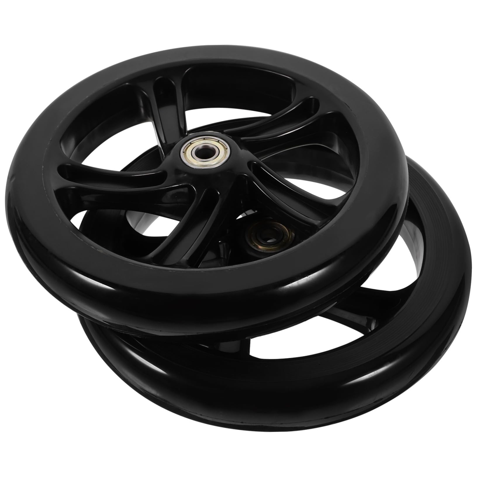 Ruote per Monopattino in Pu Nero 175mm 2 Pezzi Rotelle Resistenti e Facili da Installare per Monopattino Elettrico e Skating