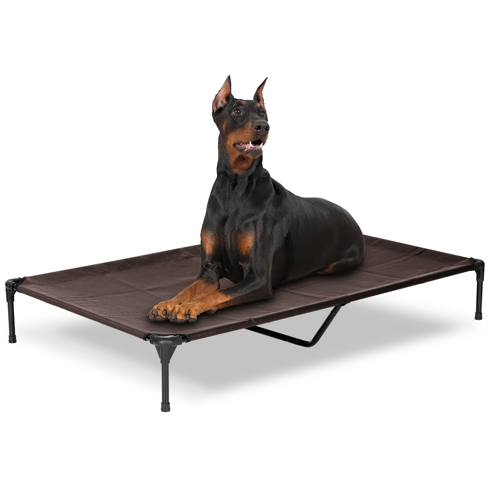 PVY Elevated Dog Bed for Outdoor, XXL Raised Dog Cot Indestructible with Washable Mesh, Cooling Summer Pet Cot Chew Proof for Outside Camping Travel, 59"x36" Brown