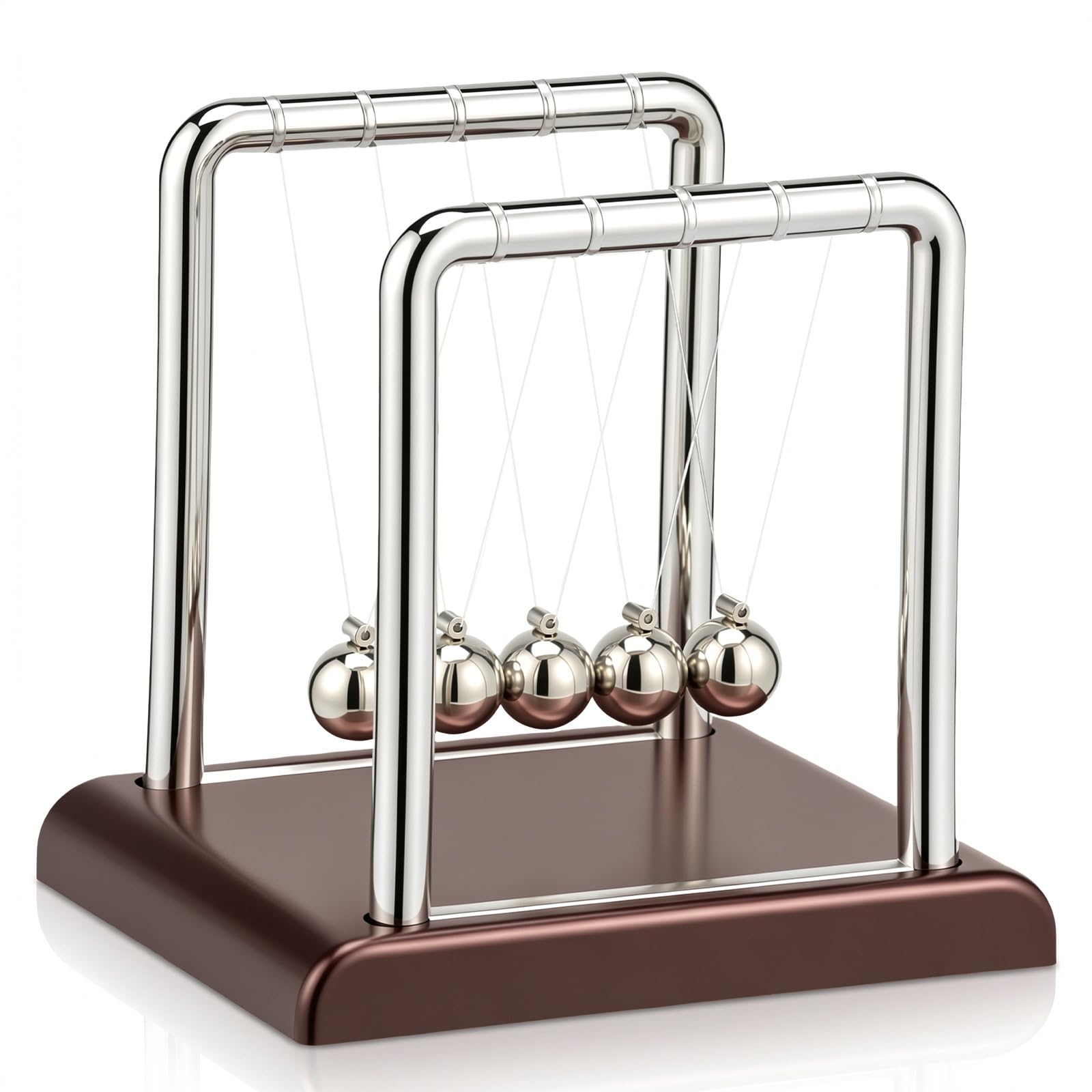 YUEKUNTJ Cradle Pendulum Balance Ball, 9x7.5x9cm Silver Swing Balance Balls, Science Physic Gadget Ball, Desktop Decoration Motion, Stress Relief Desk Toy, for Men Teacher Present(Red)