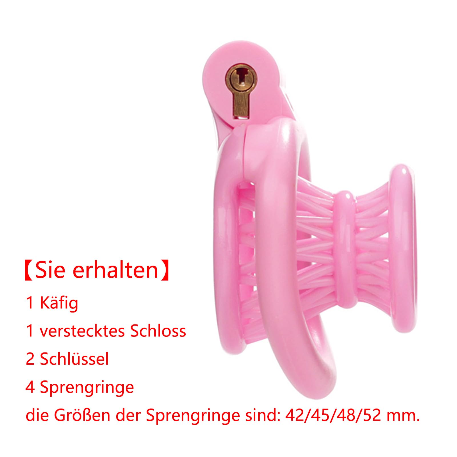 Seckoe Nylon Belüftung Peniskäfig Set mit Cockringe Extrem Chastity Cage Male Pink Penis Cage Penis Käfig Sissy Cock Cage Flat SM Bondage Keuschheitsgürtel Sexspielzeug für Männer（Rosa）