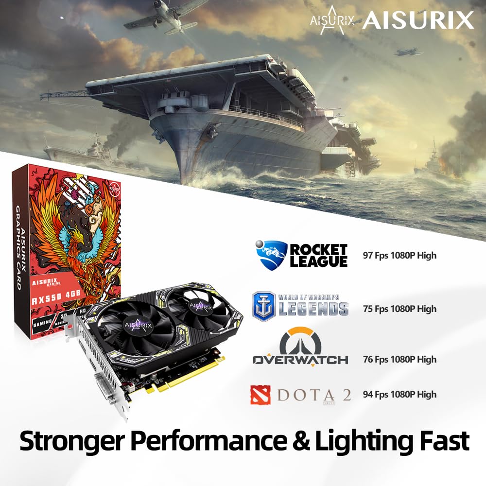 RX 550 4GB Graphics Card LP GDDR5 128Bit Computer Video Card with HDMI/DVI Ports DirectX 12 PCI Express 3.0 X8 GPU Graphics Card for Gaming PC