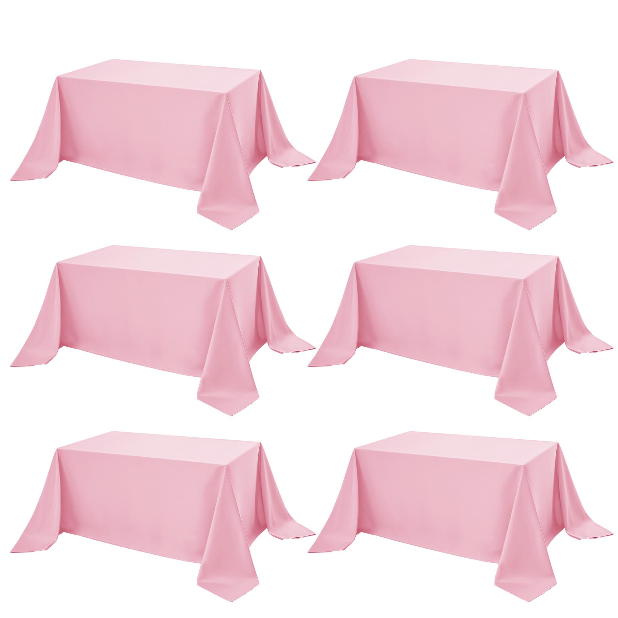 6-Pack Pink Tablecloths for Rectangle Tables, 90 x 132 Inches