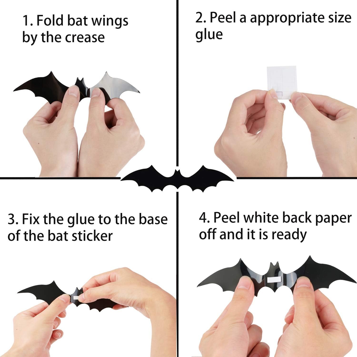 Halloween Bat Foil Balloons Party Decorations 3pcs Large Bat Balloons for Kids Halloween Party Decor, Black, 15 cm x 20 cm x 1 cm - Image 3
