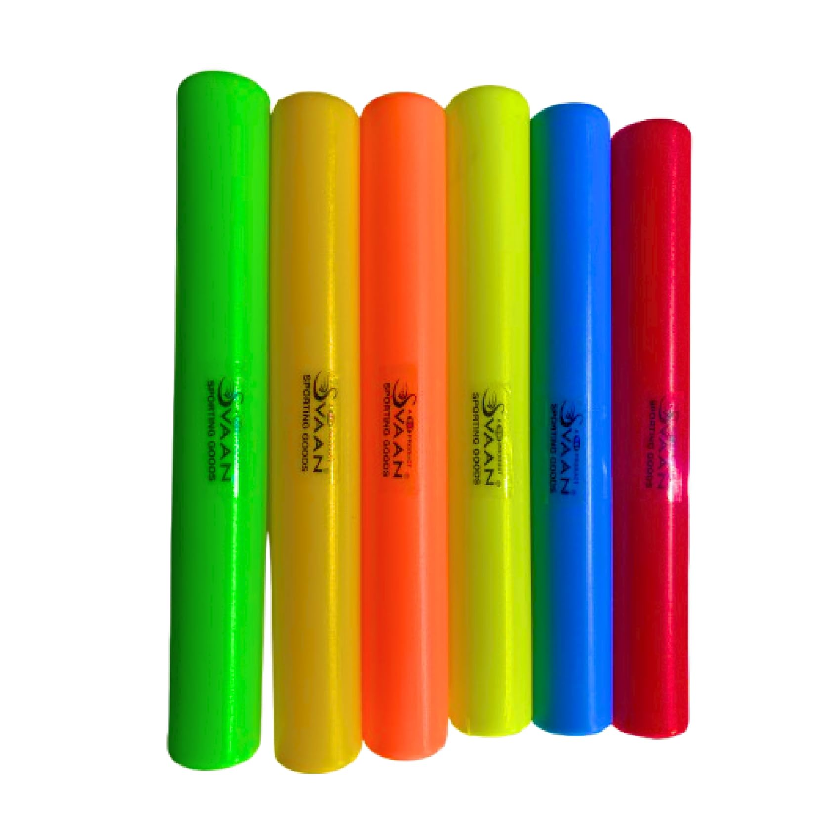 Plastic Relay Race Batons for Athletics Practice, Track and Field Sports- PVC Relay Batons, Set of 6, Red, Blue, Yellow, Orange, Green