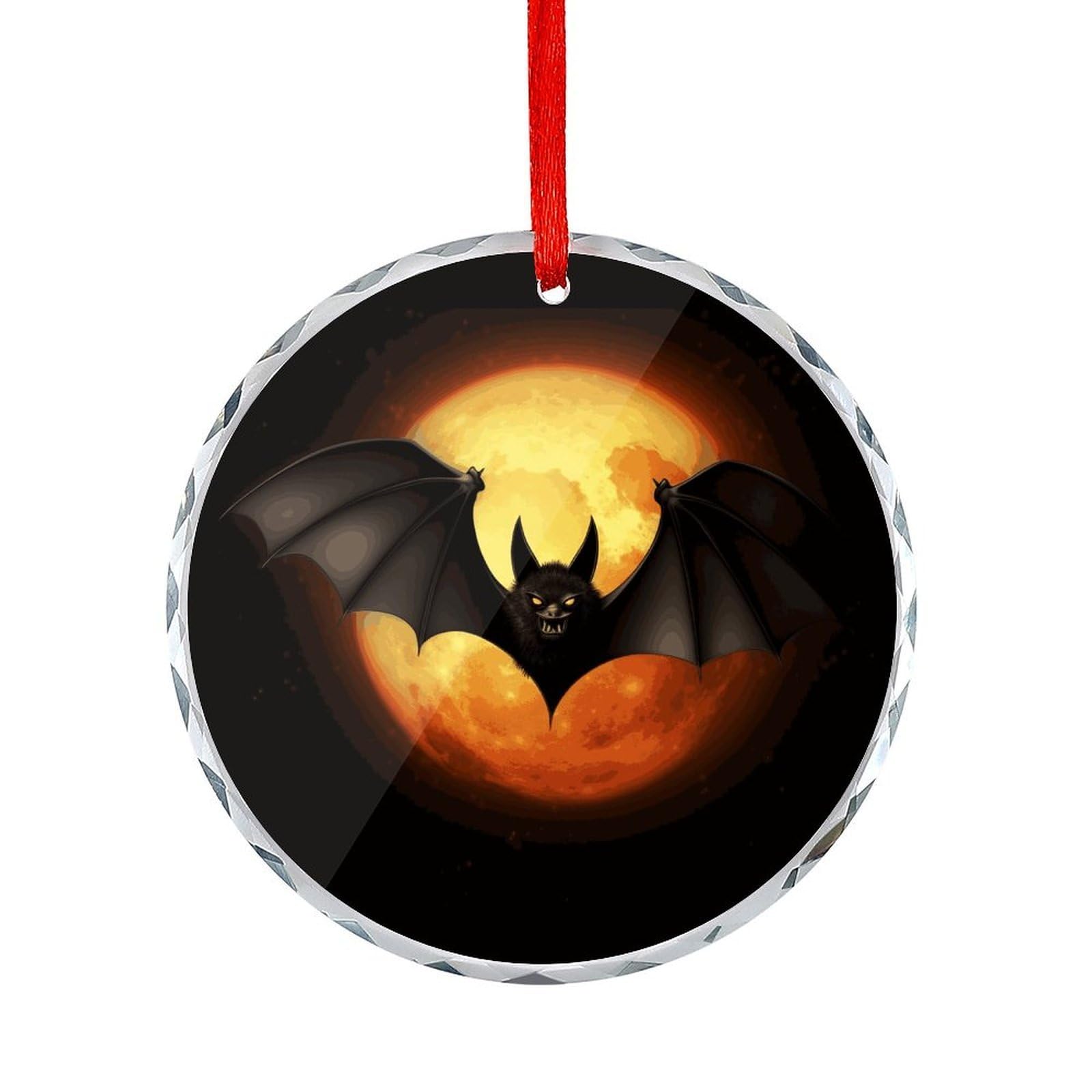 Btcowzrv Style Halloween Bat Round Ornament Hanging Pendant Decor