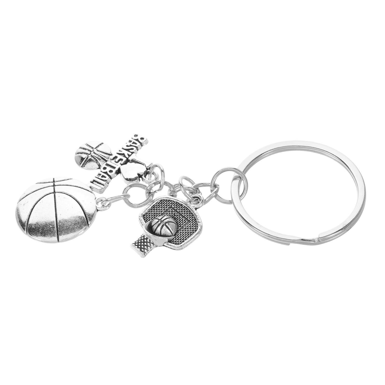 Portachiavi da Basket in Lega di Zinco Argento, Design Creativo e Lavorazione Delicata, per Laurea o Regalo per Appassionati di Basket