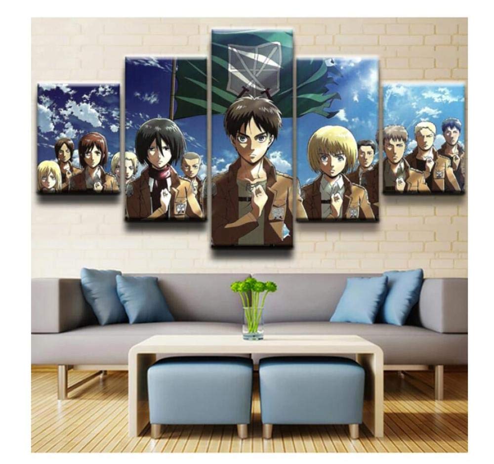 Amazon Co Jp ポスター絵画5ピース進撃の巨人ポスターhdプリント写真壁アートプリント家の装飾 フレームレス D ホーム キッチン