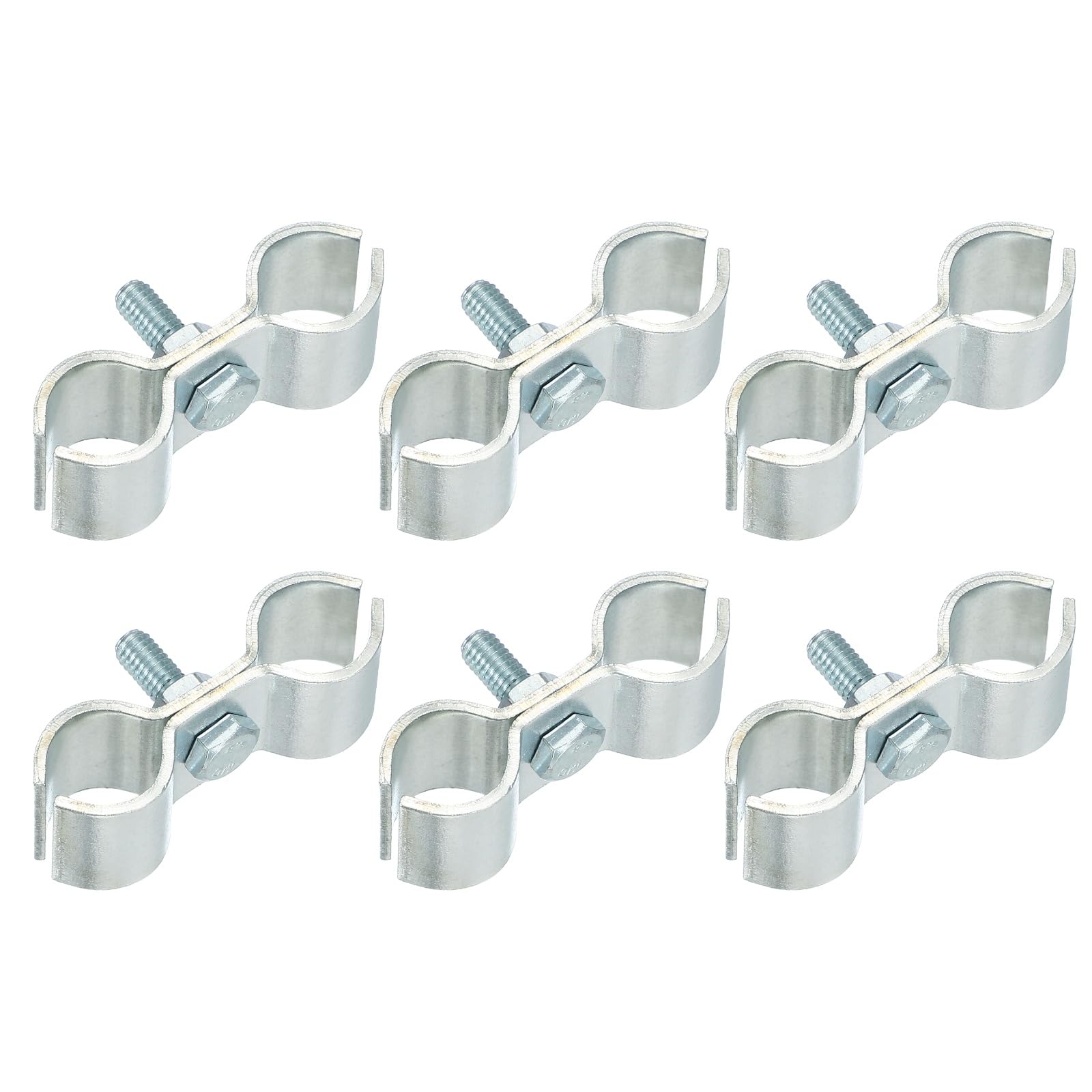 sourcing map 6pcs Chain Link Fence Panel Clamps, Dog Kennel Clamps for 5/8" (16mm) Round Pipe Frame, Galvanized Steel Fence Connector Temporary Dog Cage Hardware Parts with Bolts and Nuts