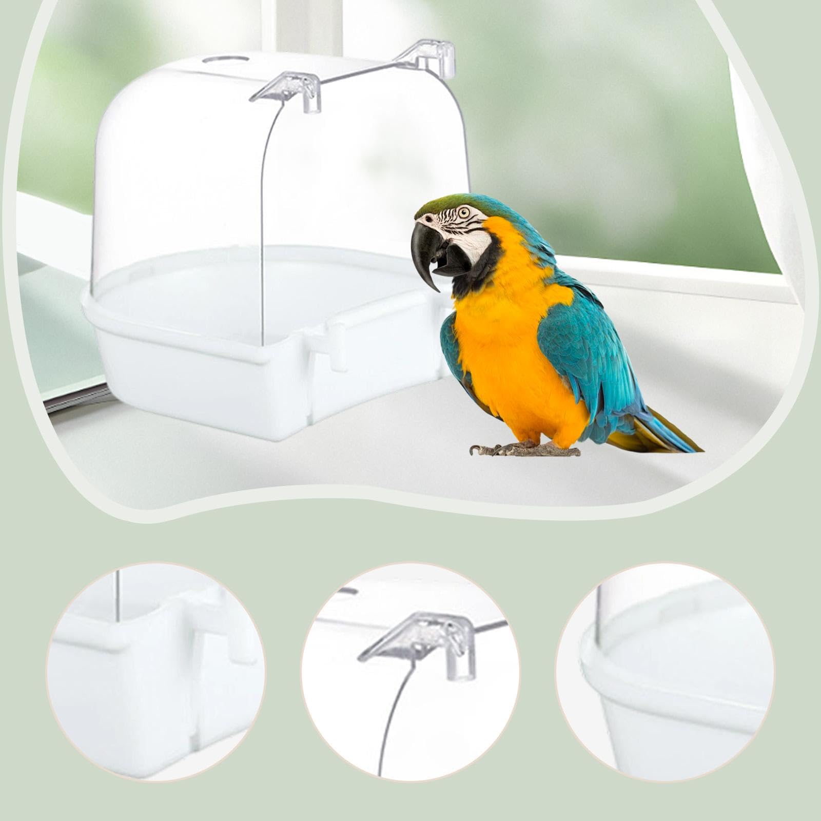 Baoblaze Jaula para pájaros, Ducha de Agua para Loros, comedero, bañera de 13 cm para periquitos y cacatúas, Blanco — view 2