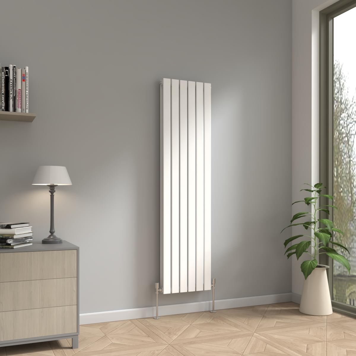 NRG 1600 x 408mm Vertical Radiator Gloss White Double Modern Flat Panel Bathroom Central Heating Heater Radiators