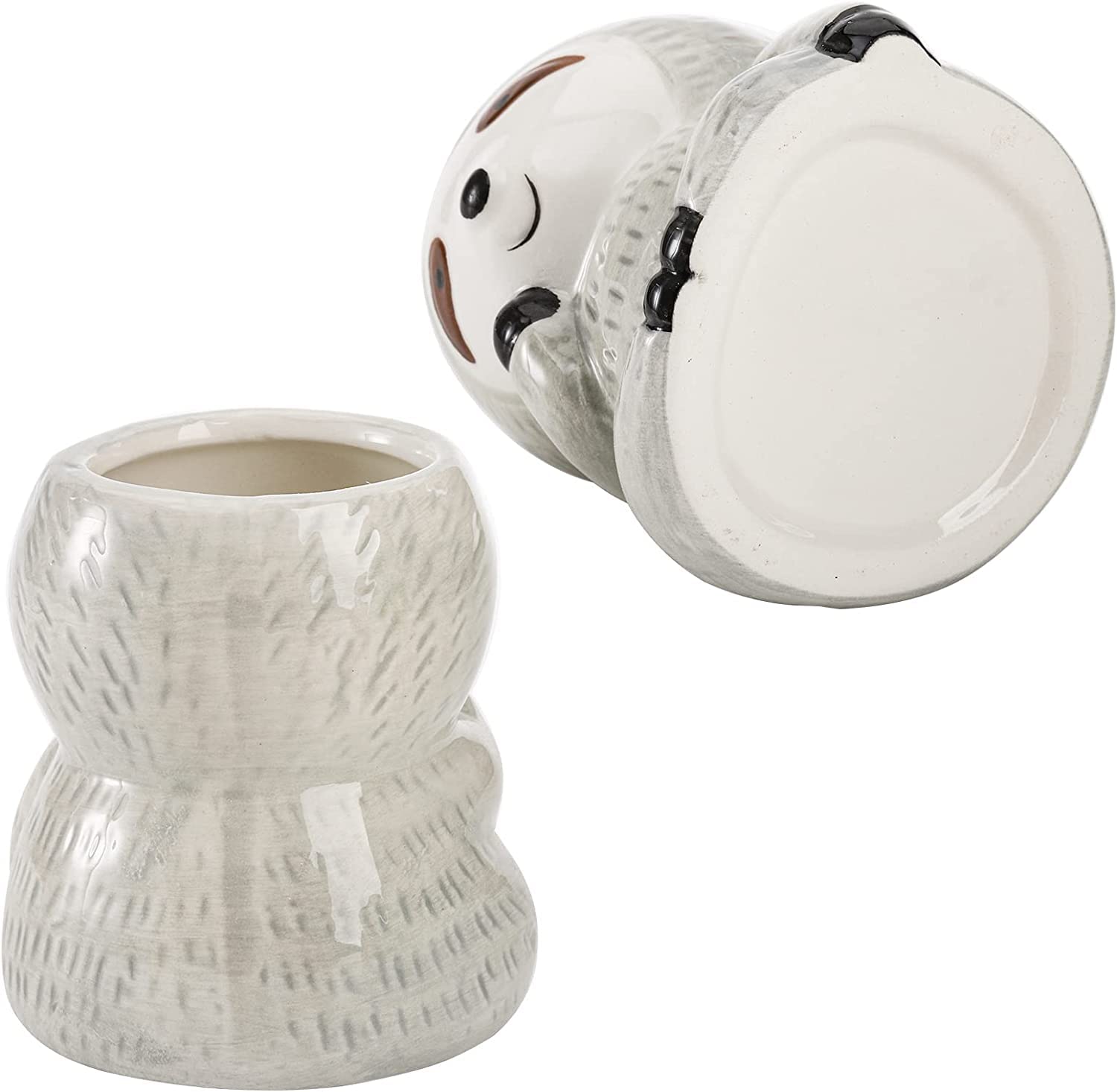 Okllen Confezione da 6 fioriere a forma di bradipo con vassoio in bambù, piccole fioriere in ceramica per piante grasse, graziosi vasi per animali, cactus, bradipo, regali per piante aeree, amanti