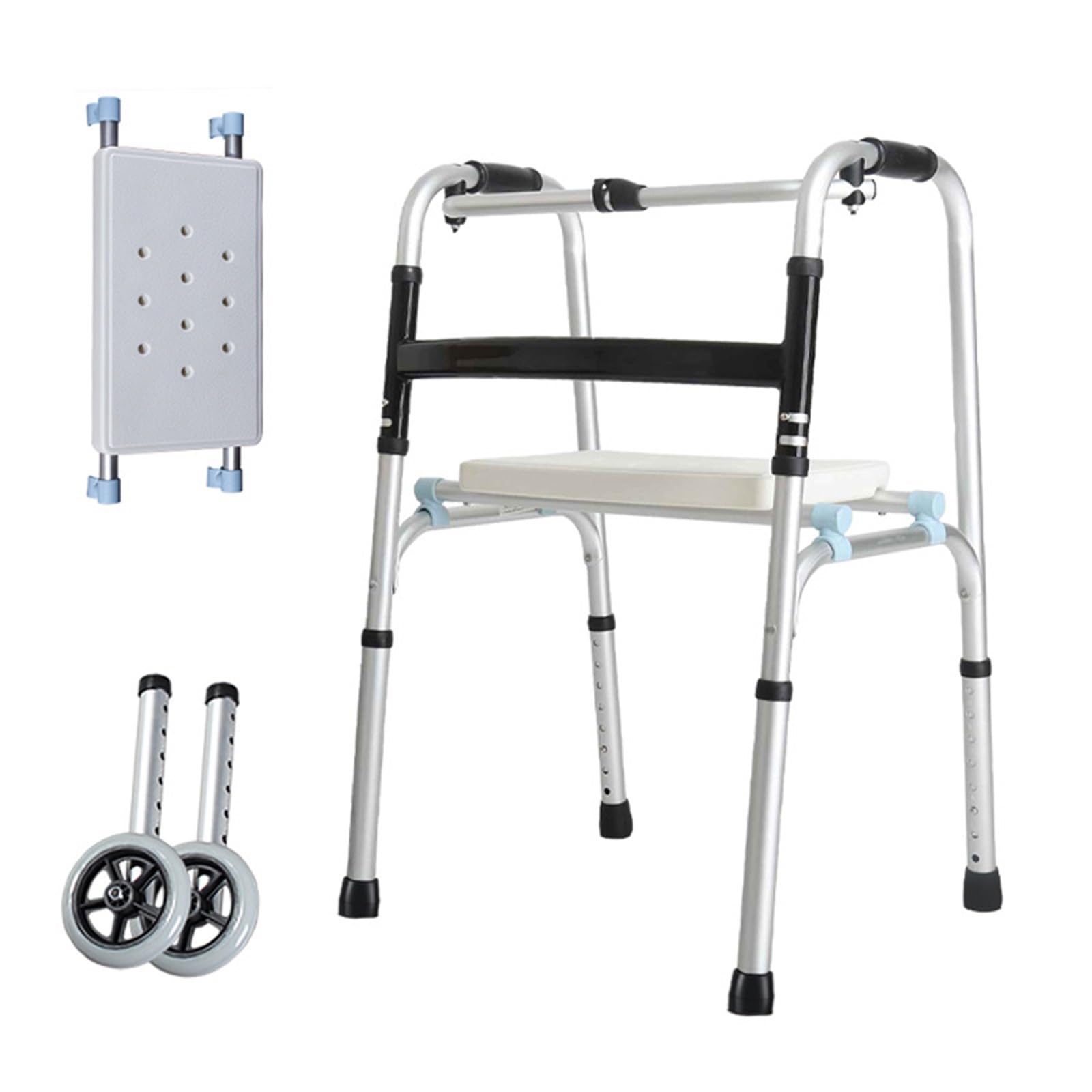 Deambulatore Walker Resto Sedile per Sedile Attaccabile Deambulatore Pieghevole Pieghevole Verticale con Sedile Regolabile in Altezza per Bagno