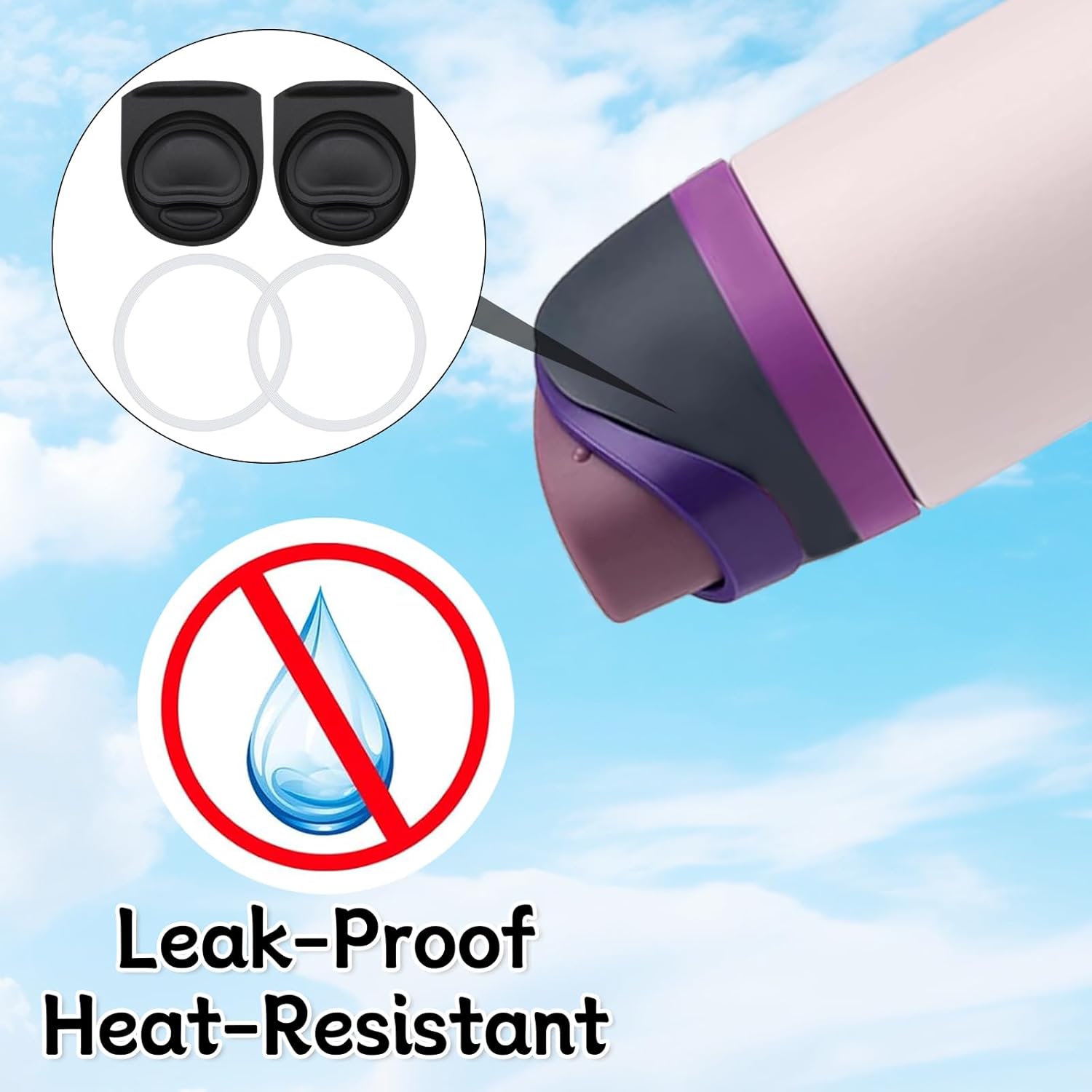 2 Sets Replacement Lid Rubber Seal Stopper and O Ring Gasket Compatible with Owala FreeSip 24 32 oz,Water Bottle Top Insert Cap Parts for Owala 16/19/24/25/32/40oz Mouthpiece Accessories HH6