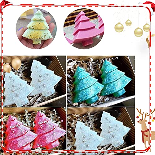 Anydesign Christmas Silicone Molds Red Green Xmas Tree Candy Chocolate Mould Christmas Non-Stick Fondant Baking Mold For Handmade Soap Pudding Jelly Ice Cube Tray Cake Cupcake Topper Decor, 2Pcs #TOP6