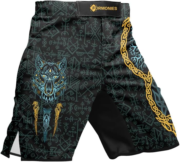 Viking MMA Shorts Mens Fight Shorts for BJJ No-Gi Jiu Jitsu Training Wear with Drawstring Inside 4-Way Stretch