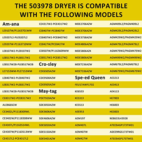 Image of AMI PARTS 503978 61927 Fit for Amana Speed Queen Dryer Parts