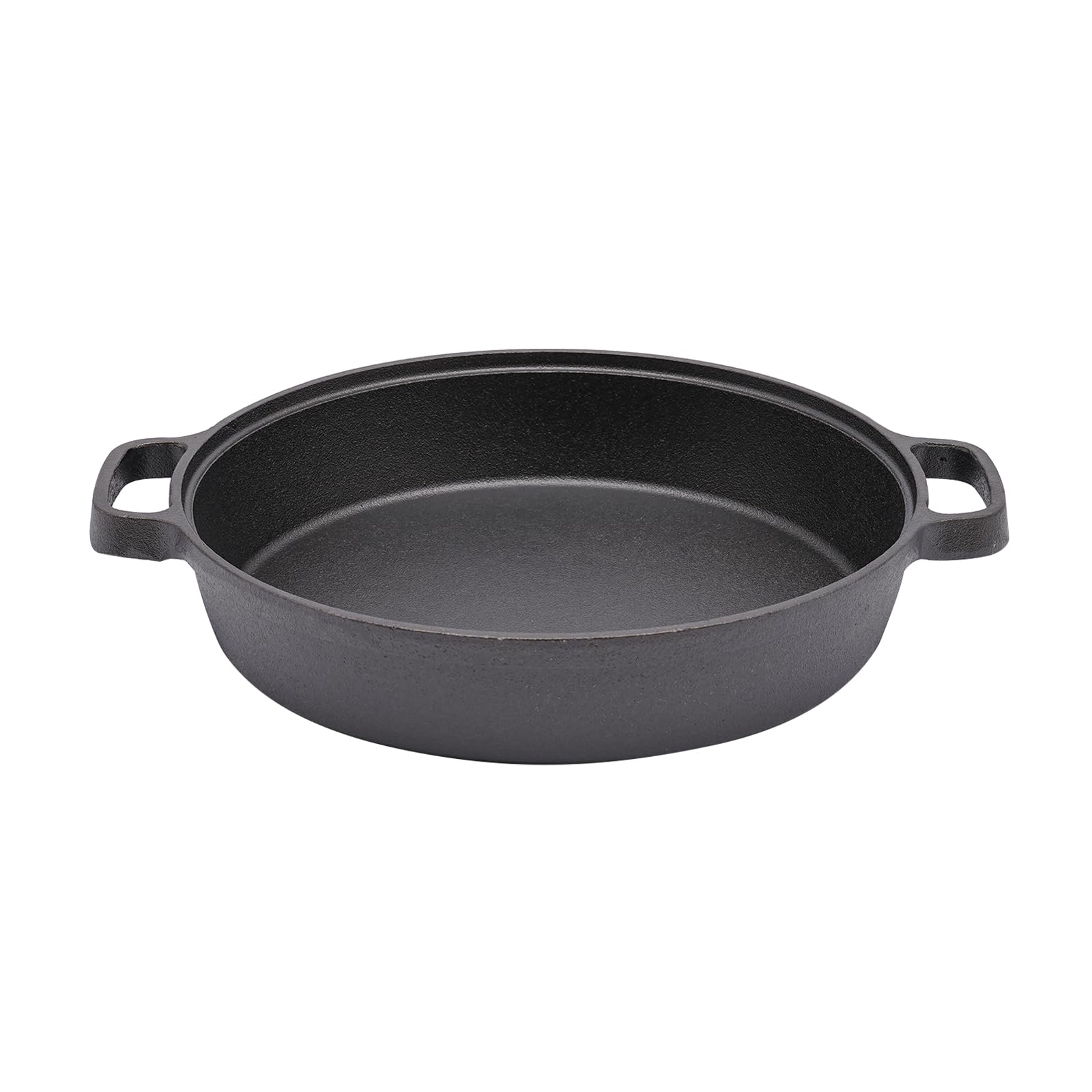 Sartén de hierro fundido – Ø 25 cm – Sartén de hierro fundido con mango doble – Sartén parrilla para inducción y fuego abierto