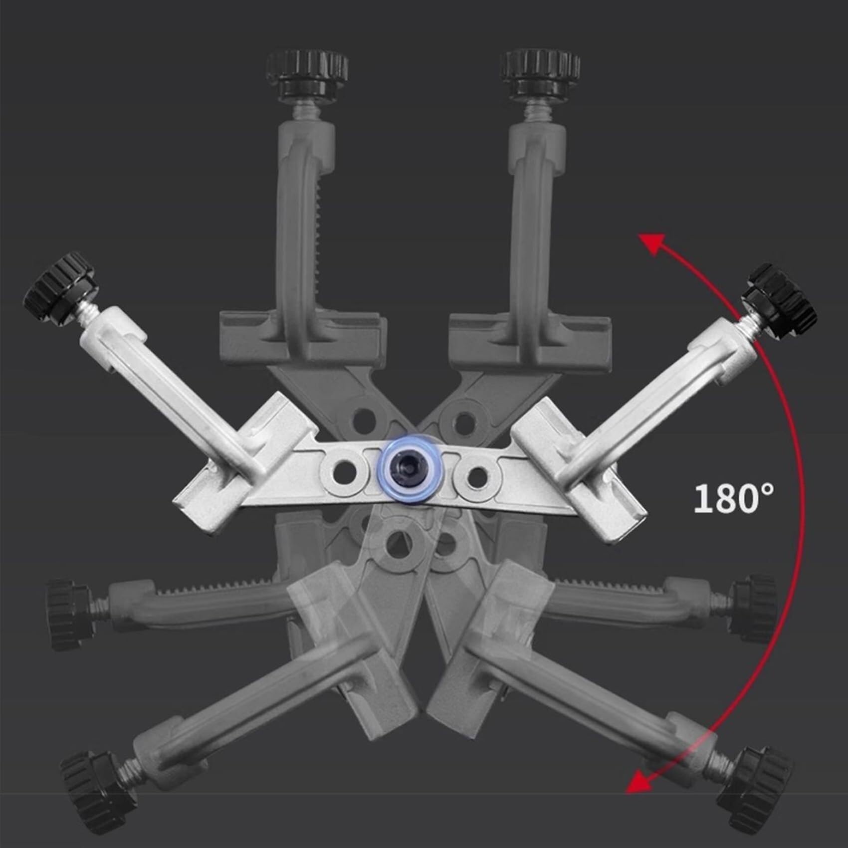 Aluminum Alloy Adjustable Tube Clamp Right Angle Fixture 10-180° Quick-Release Handle for Welding Woodworking