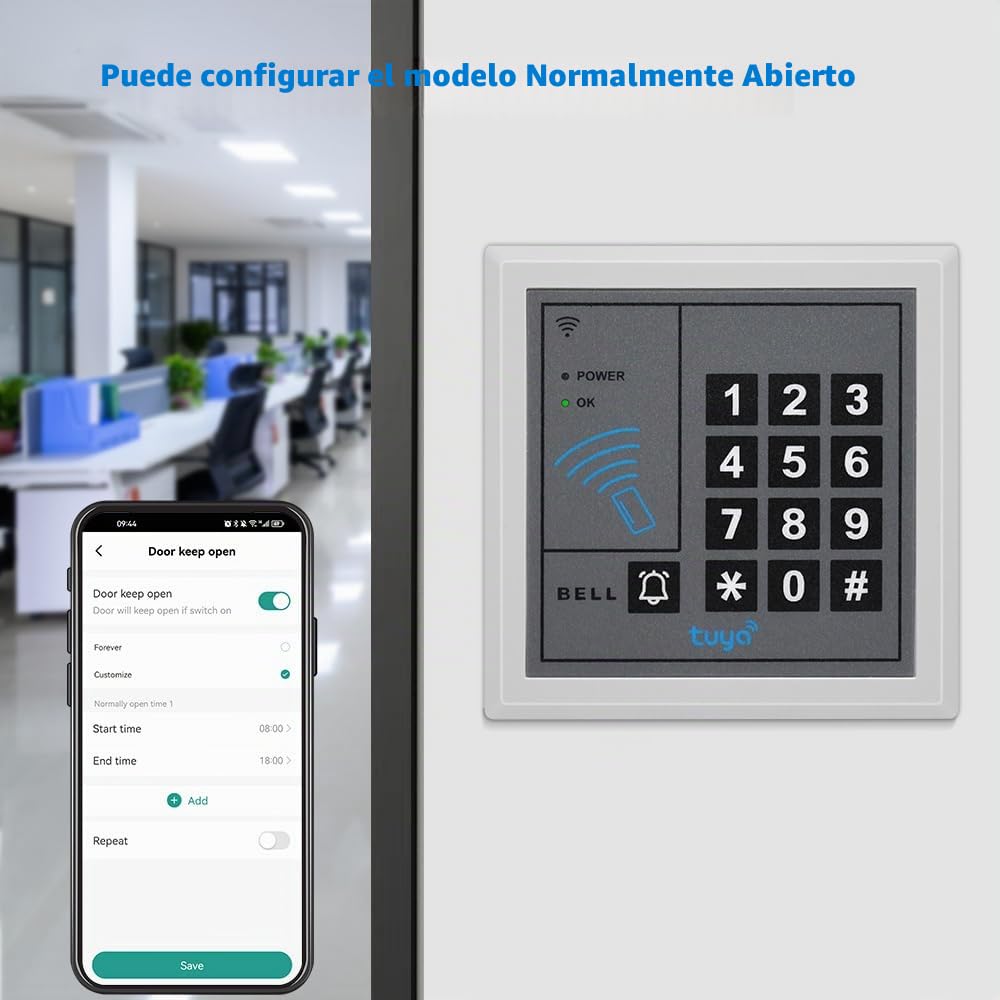 Kit de sistema de control de acceso WiFi inteligente Fredorlokk Tuya, teclado de control de acceso remoto de 1000 usuarios, incluye cerradura magnética de 280 kg, teclado de control de acceso, fuente