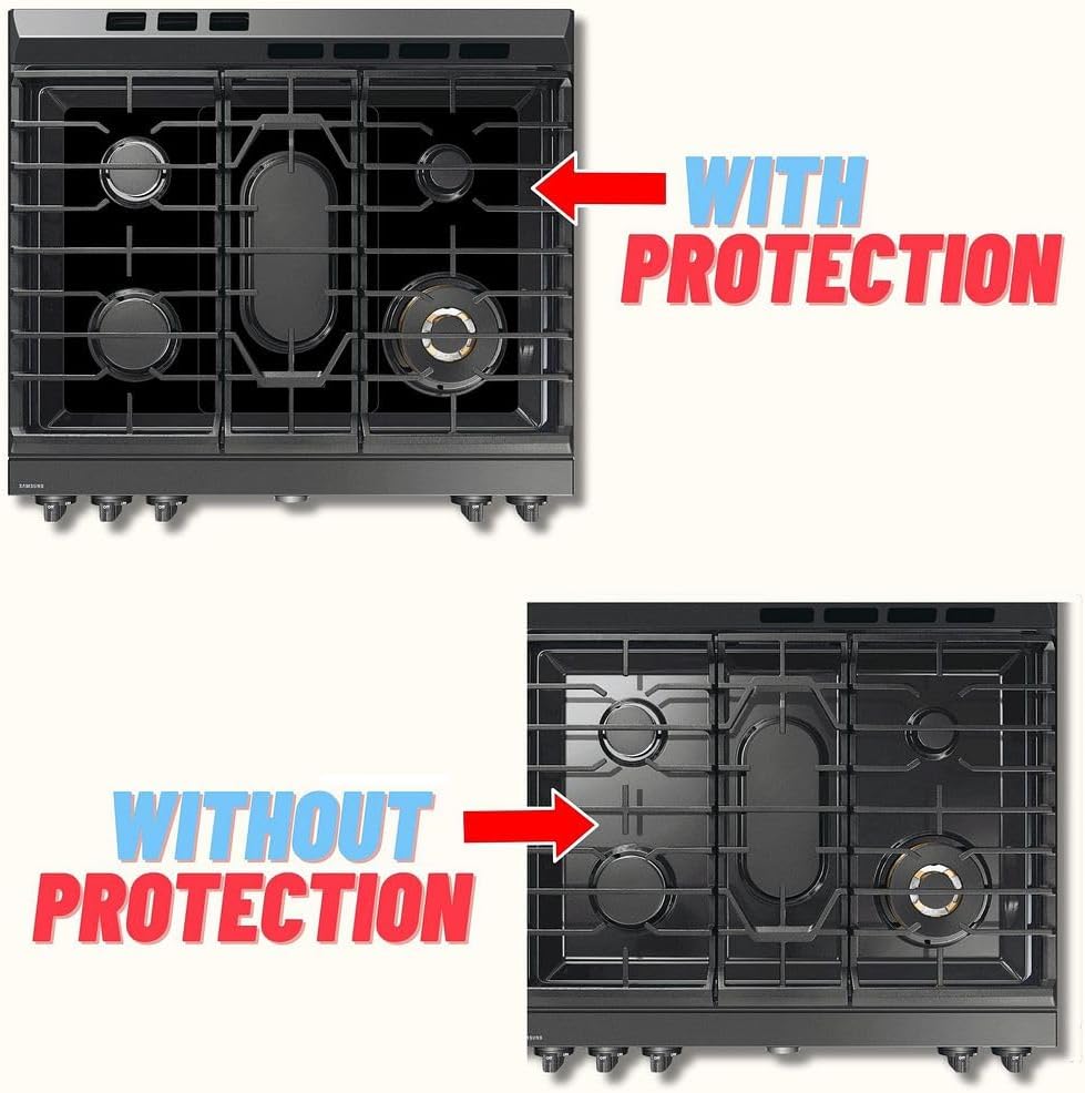 Premium Plus Stove Protectors for Samsung Gas Cooktop Model NSG6DB830012, Custom Cut, Easy to Clean Stoveliner, Made in the USA.