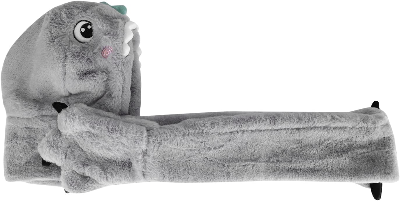 Kids 3-in-1 Hooded Hat Gloves Scarf Set,Cute Dinosaur Faux Fur Hat Plush Warm Earflap Beanie for Boys Girls - Image 5