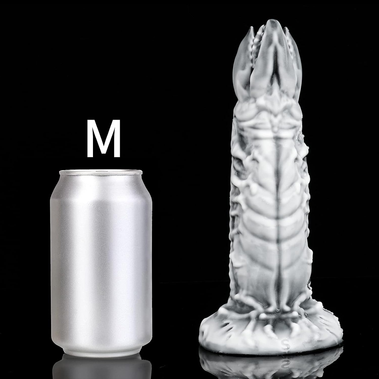 Nothosaur Zerger 9.5 Inch Fantasy Ovipositor Dildo, Medium Firm Platinum Silicone Hollow Creature Toy with Petal Tip & Textured Shaft for Anal & Vaginal Play with Egg Models and Booster - Alien