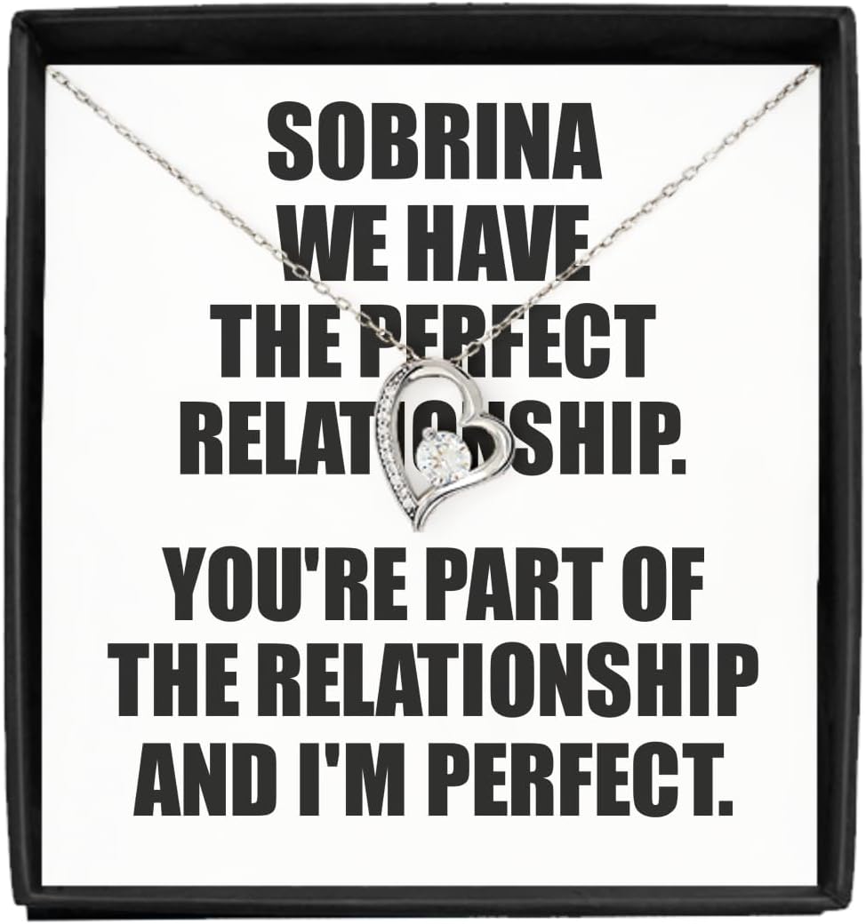 EzGift Funny Sobrina Necklace Pendant We Have The Perfect Relationship Funny Sarcastic Gift Pun Quote Gag Joke Jewelry With Chain Message Card Box