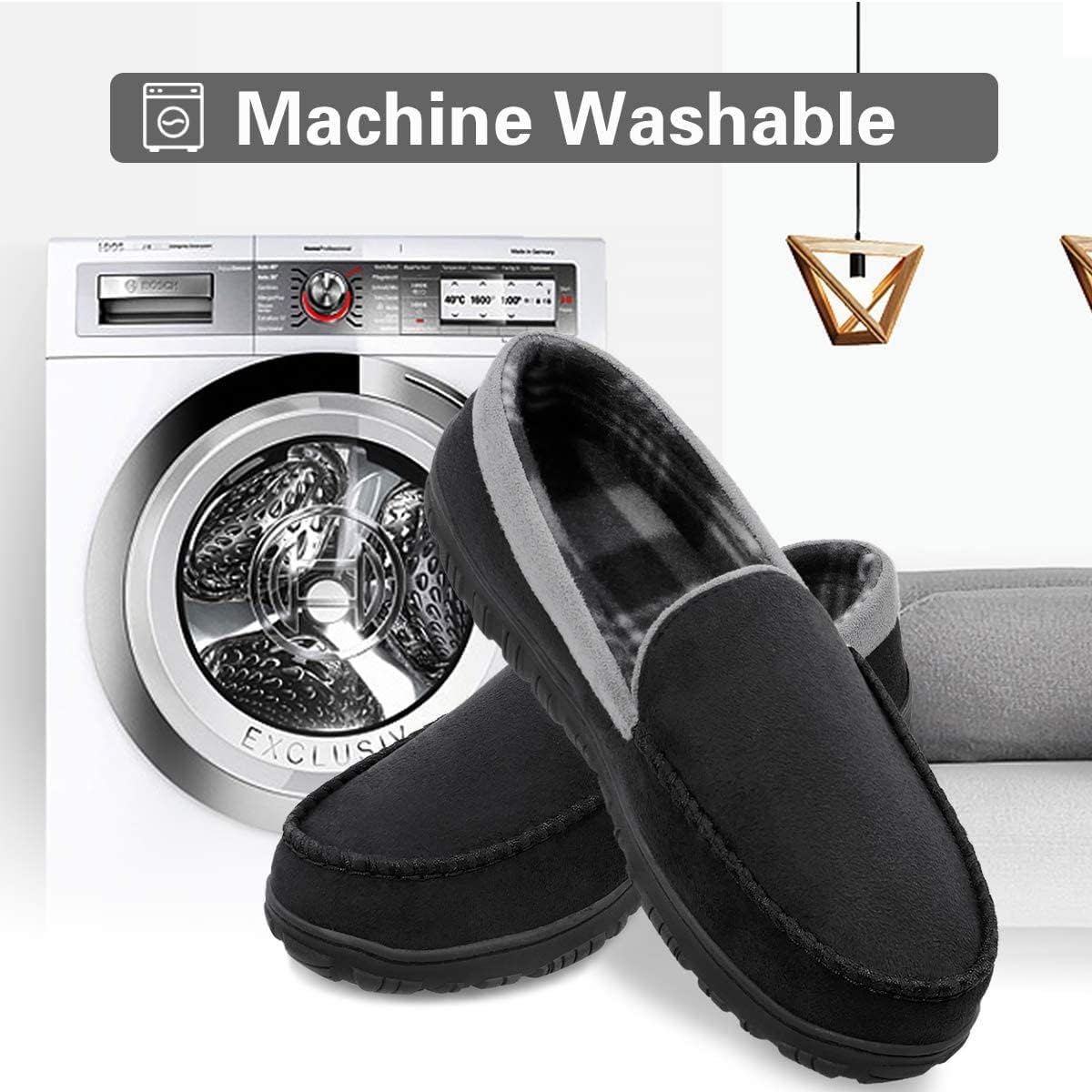 shoeslocker Mens Slippers Microsuede Moccasin Memory Foam House Shoes - Image 5