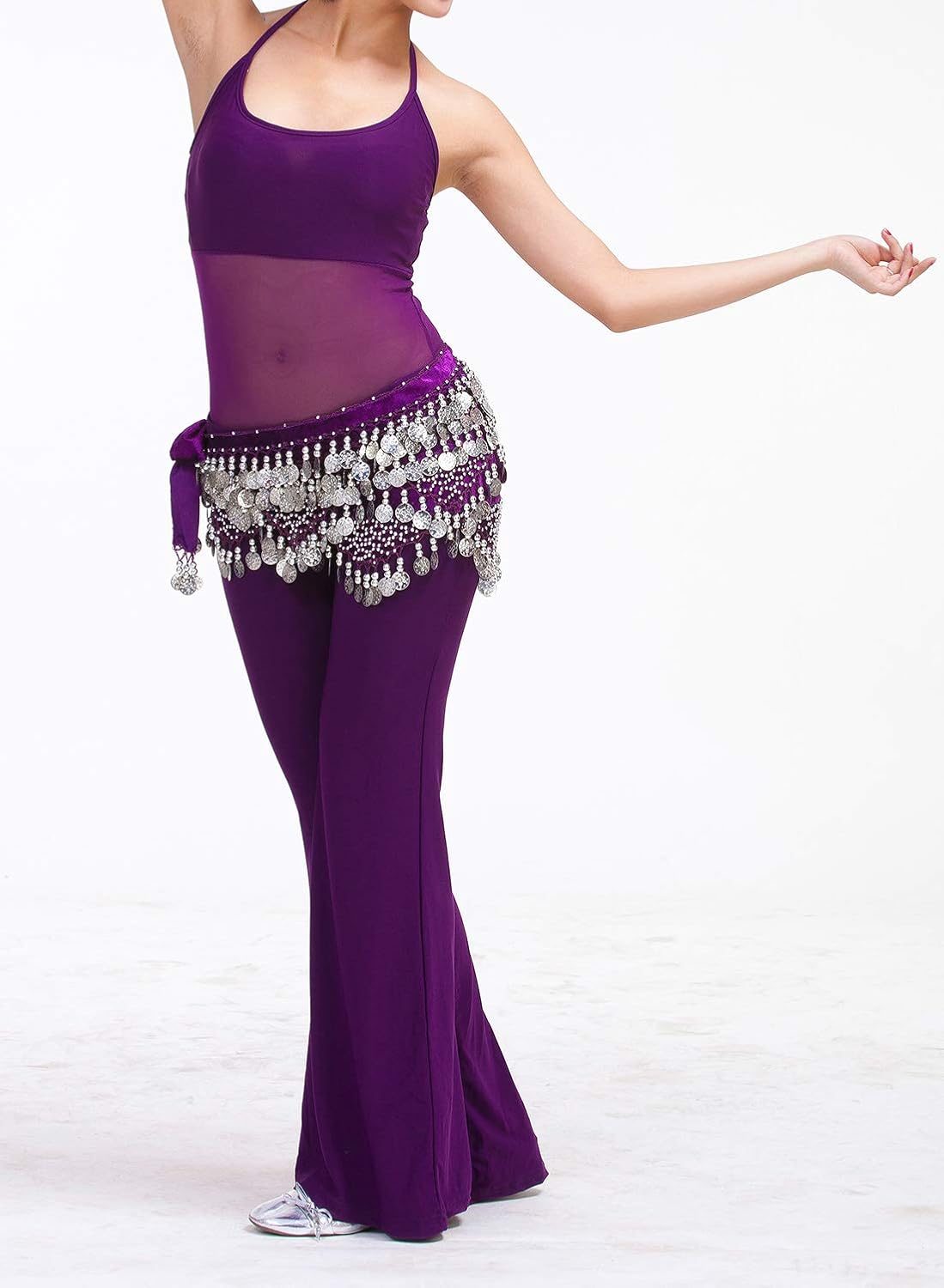 Aivtalk Women Belly Dance Hip Scarf with Coins Velvet Belly Dance Belt 320 Coins