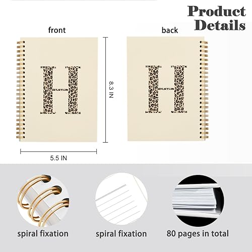 Miniatura 46 de Bnwepo Initial Leopard Letter T Notebook Journal, Preppy Bow Monogrammed Monogram Gifts for Women, Monogram Notebook Journal, Personalized Notebook