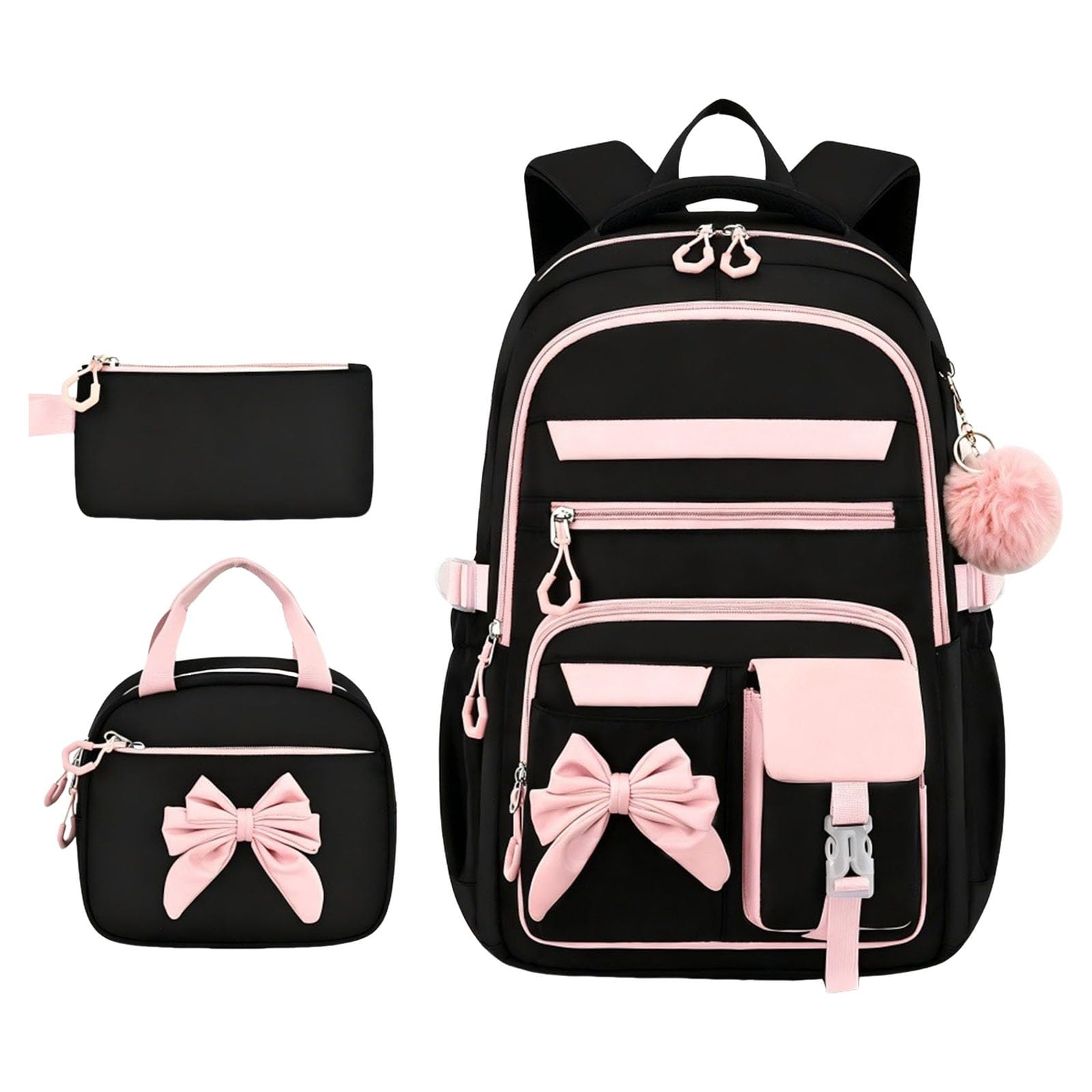 Zaino Elementari Bambina Grande, Zainetto Bambino,Zaino per bambini con porta pranzo e matita leggero e casual ideale per la scuola i viaggi e le attività all'aperto.(One Size)