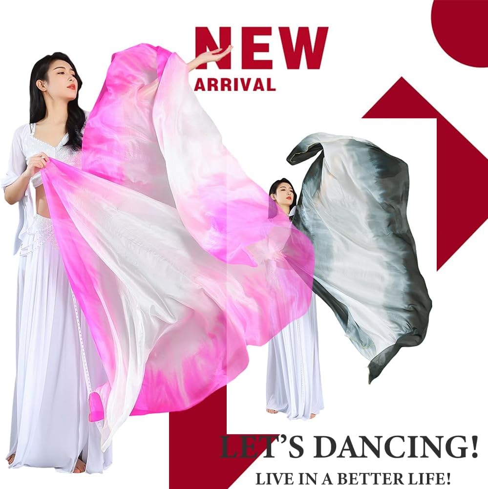 Women Real Silk Belly Dance Silk Veils Professional Oriental Halloween Stage Performance Show - Image 5