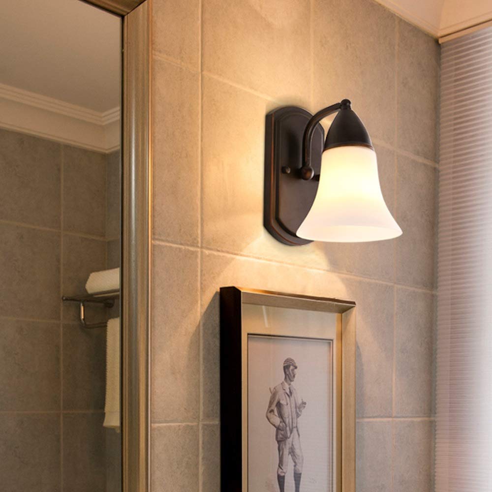 Lampada da Parete American Creativity con Paralume in Vetro E27, Decorazione per Interni, Soggiorno, Camera da Letto, Lanterna da Parete in Ferro, Balcone, Scala, Illuminazione da comod