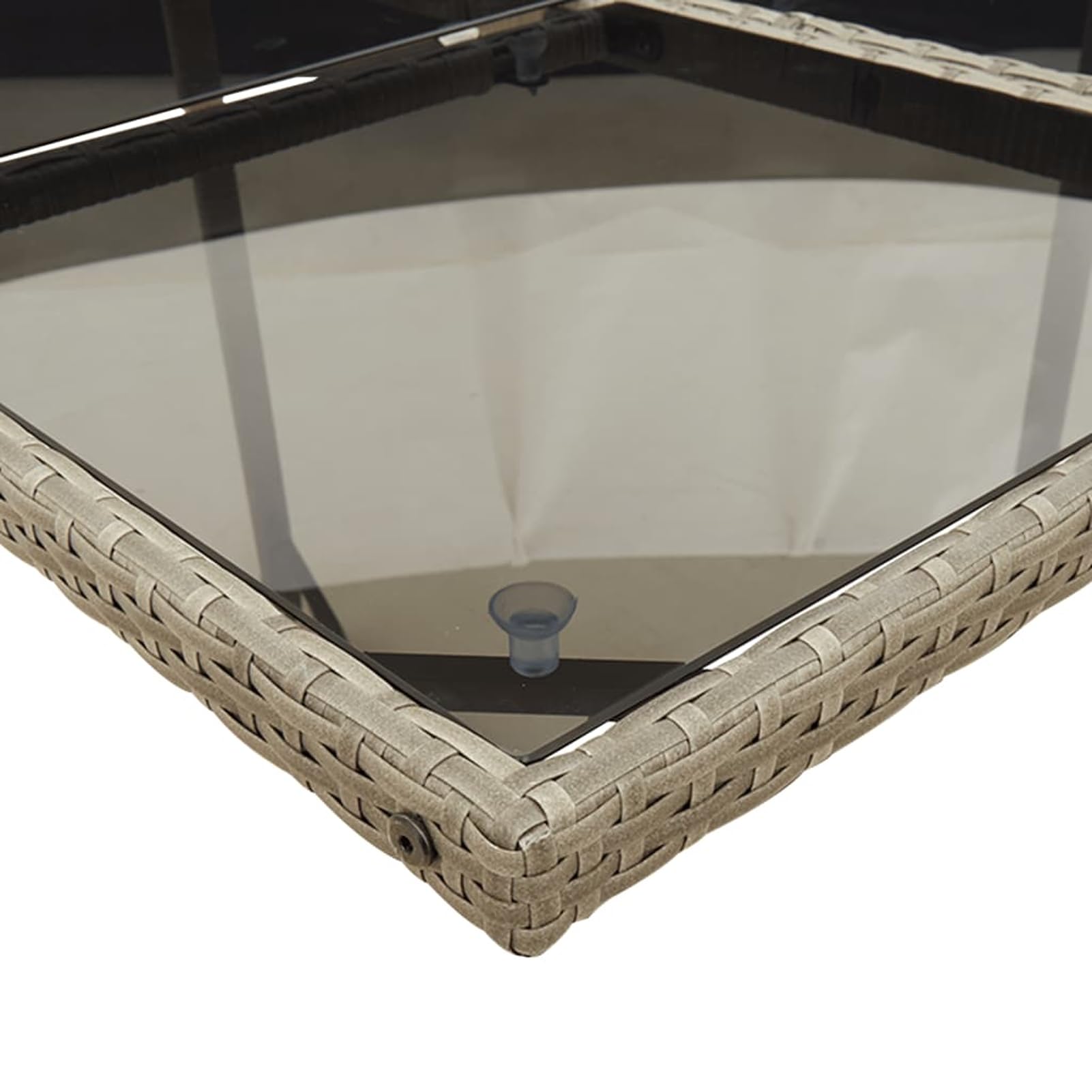 Homgoday Juego de Comedor de Jardín con Mesa de Vidrio Templado y Sillas Plegables - Rattan PE Gris
