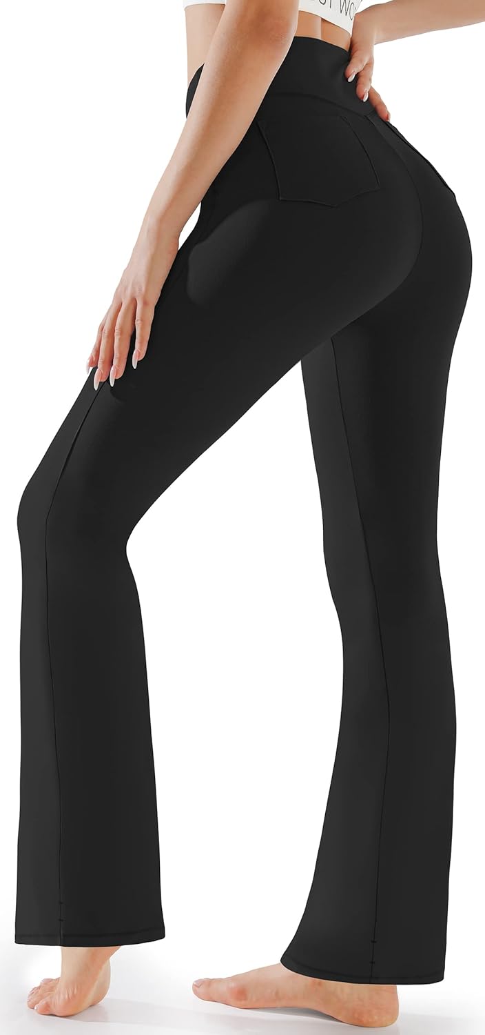 AFITNE Bootcut Yoga Pants for Women with Pockets High Waist Workout Bootleg Pants Tummy Control 4 Way Stretch Work Pants : Sports & Outdoors