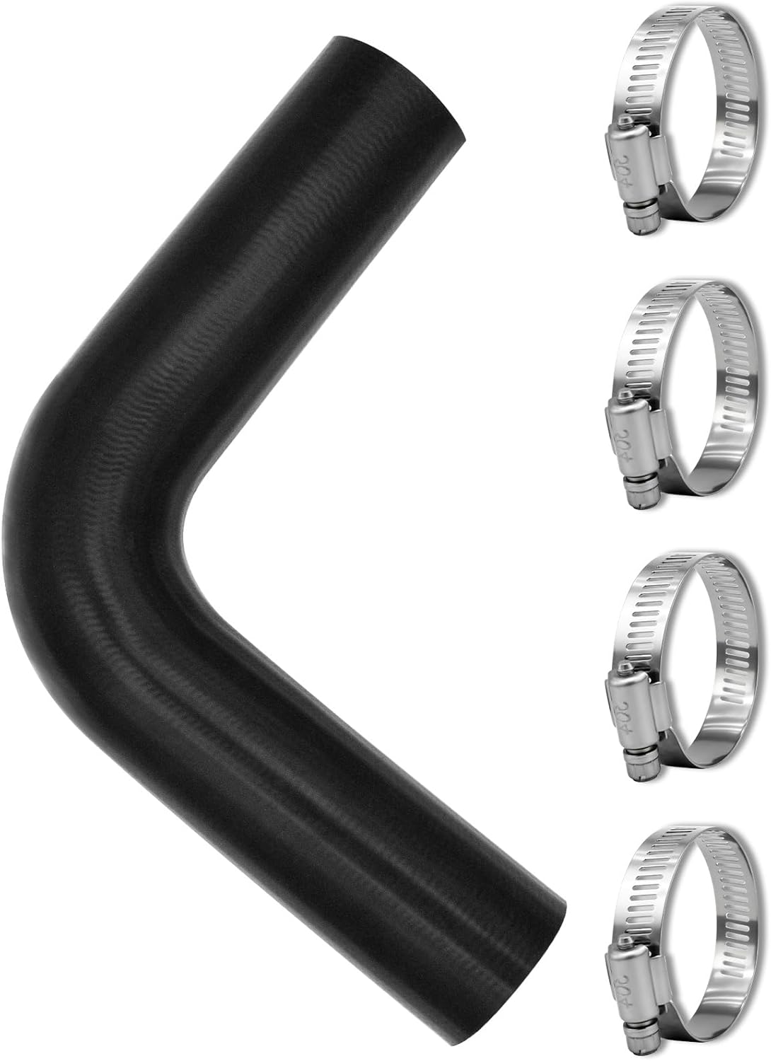 1" ID Gasoline Fuel Filler Neck Hose with 4 Clamps - 15 7/8" Length Gas Tank Hose Replacement (90 Degree)