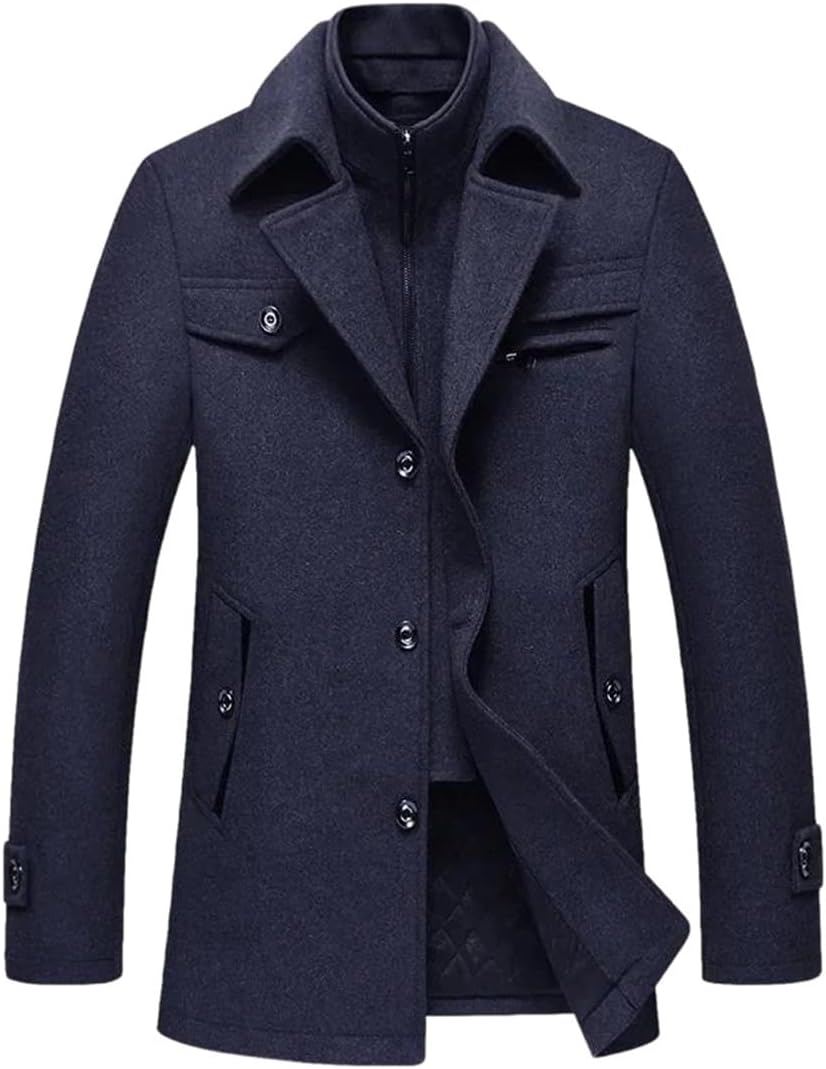 Men’S Winter Wool Blend Trench Coat – Cashmere Overcoat For Business Casual Long Jacket